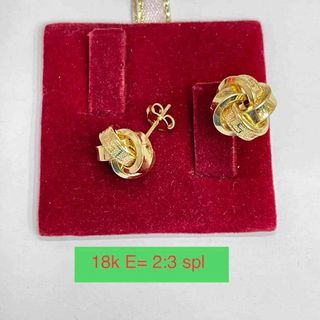 💯18K SAUDI GOLD KNOT EARRINGS