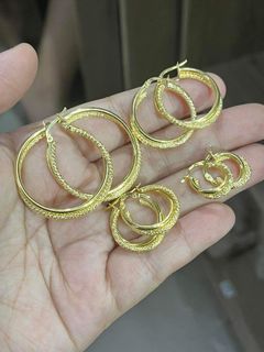 💯18K SAUDI GOLD LOOP EARRINGS