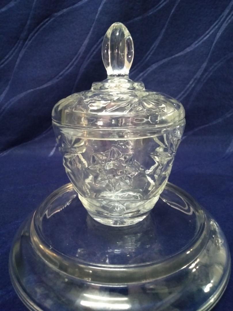 1960's Anchor Hocking Creamer / Sugar Lidded Glass Containers/ Early