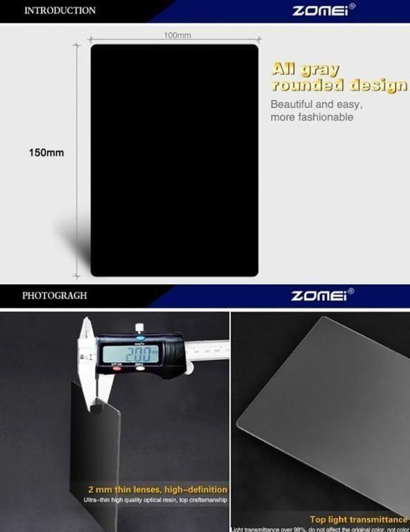[3888] ZOMEI Square Filter 100mm x 150mm Suitable for Full Frame Camera ...