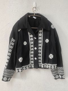 民族風刺繡寬版襯衫上衣