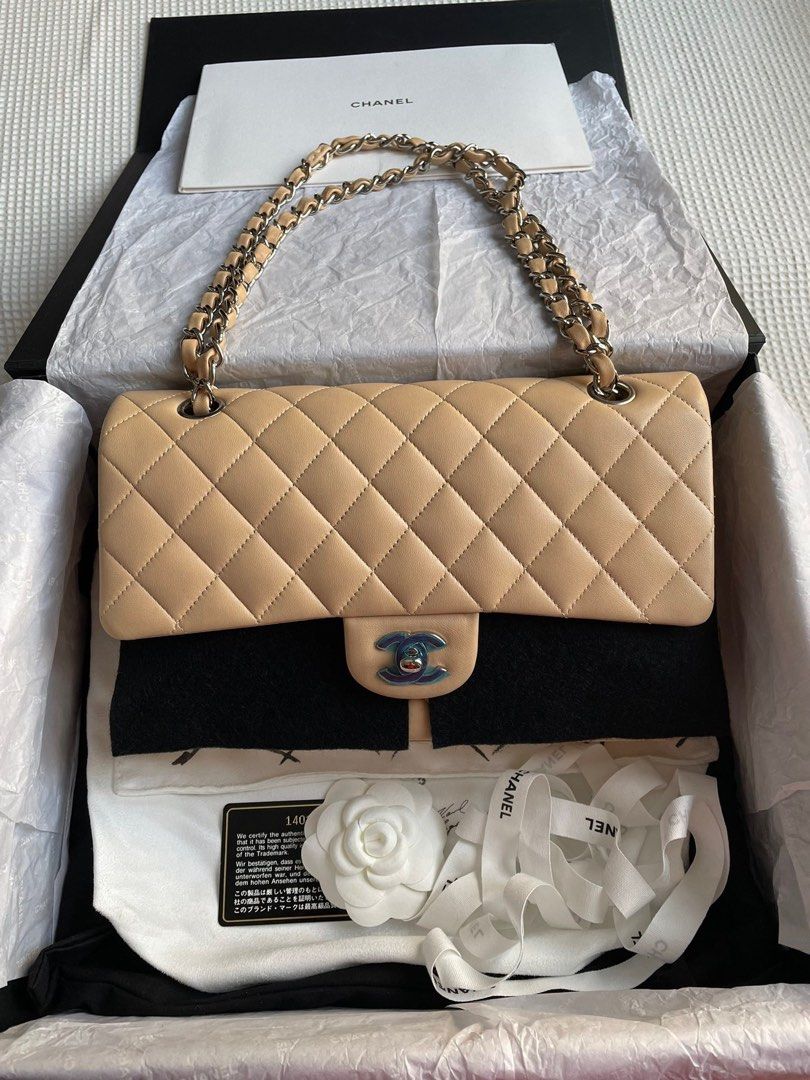 Chanel classic flap beige lambskin online