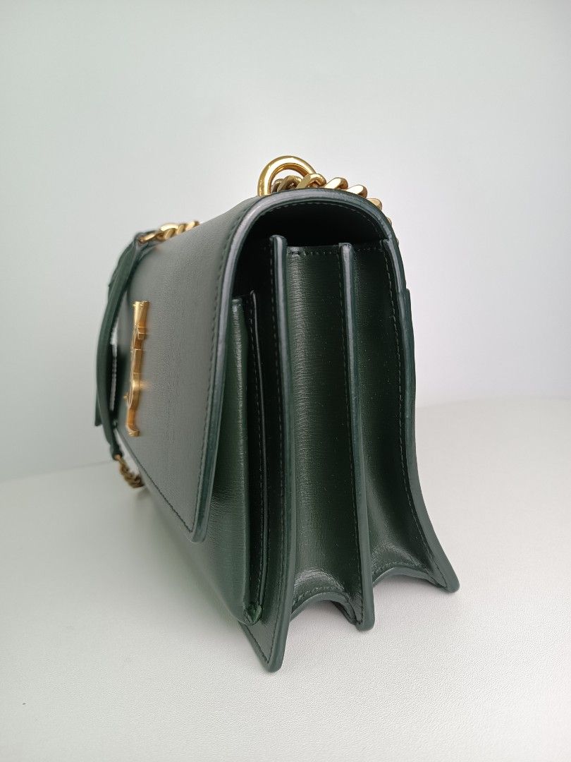 AUTHENTIC YSL SUNSET MEDIUM GREEN GHW Luxury Bags Wallets