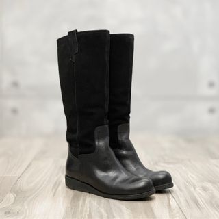 [已清潔] JOY & PEACE Knee High Boots / All Black / Suede Leather / Long Boots / Tall Boots / 全黑色 / 麂皮 / 長身靴 / 高筒靴 / 及膝靴 (EU39 24.5CM)
