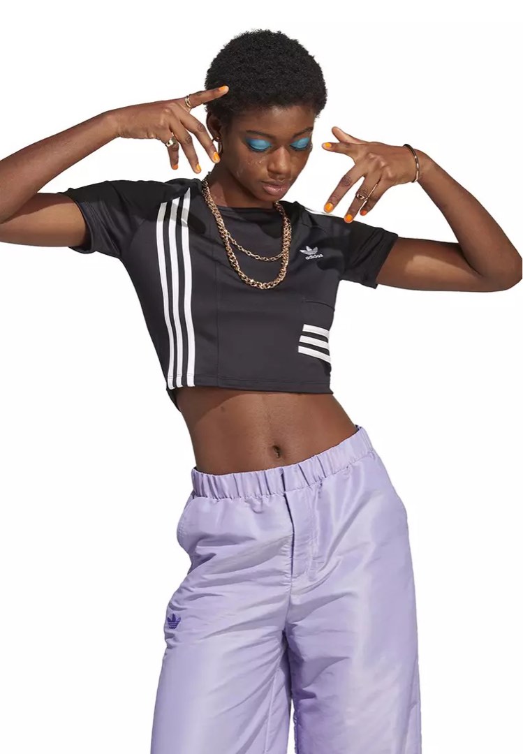 Adidas crop top sales and pants set