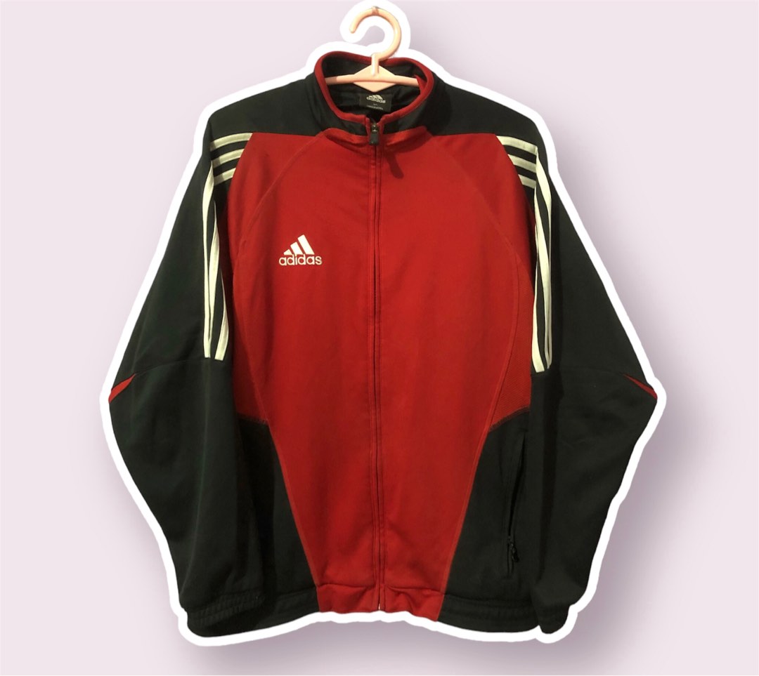 Adidas track jacket black red on sale