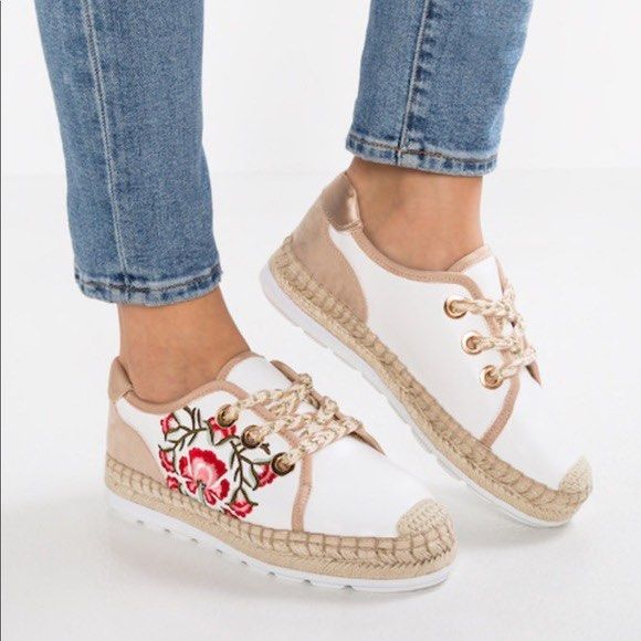 Aldo floral embroidery rose gold sneakers Women s Fashion