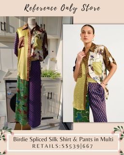 Alemais Birdie Spliced Silk Shirt and Pants in Multi