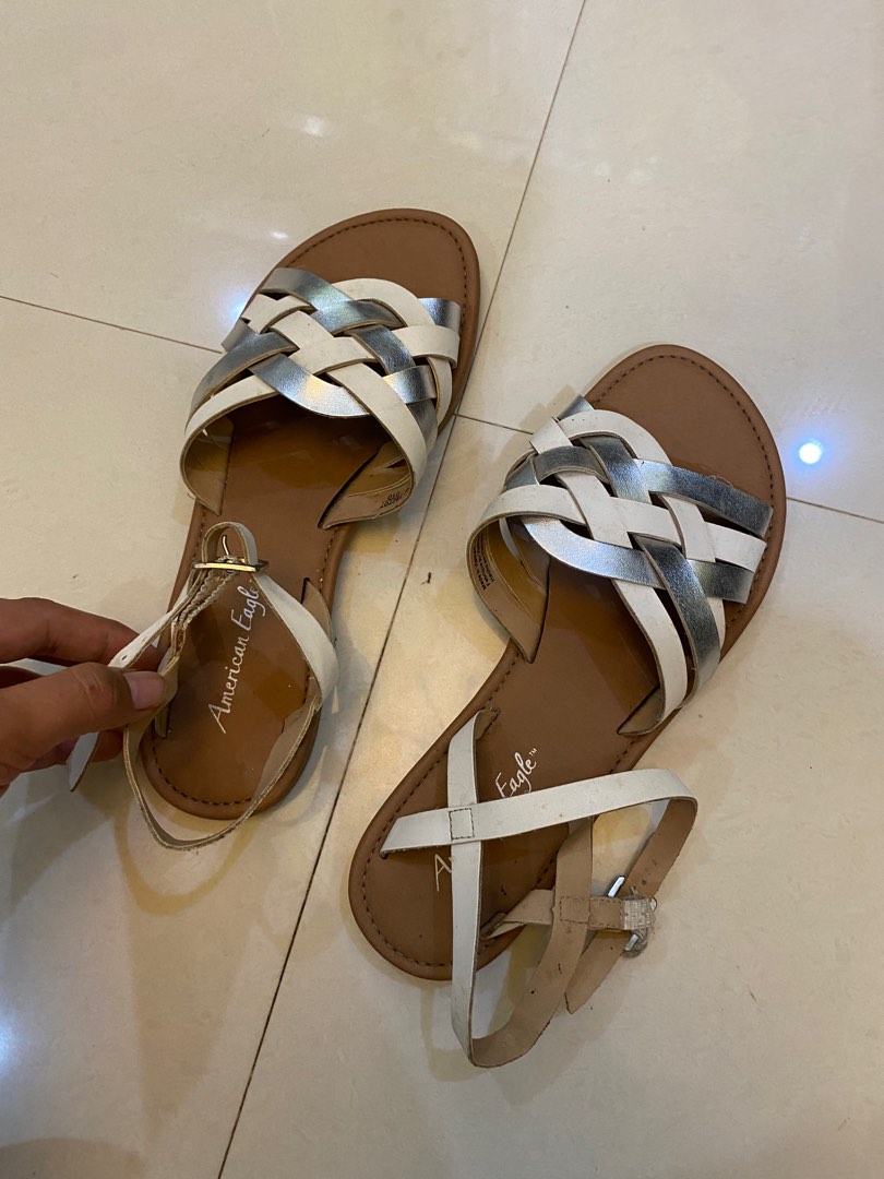 American eagle white flats online