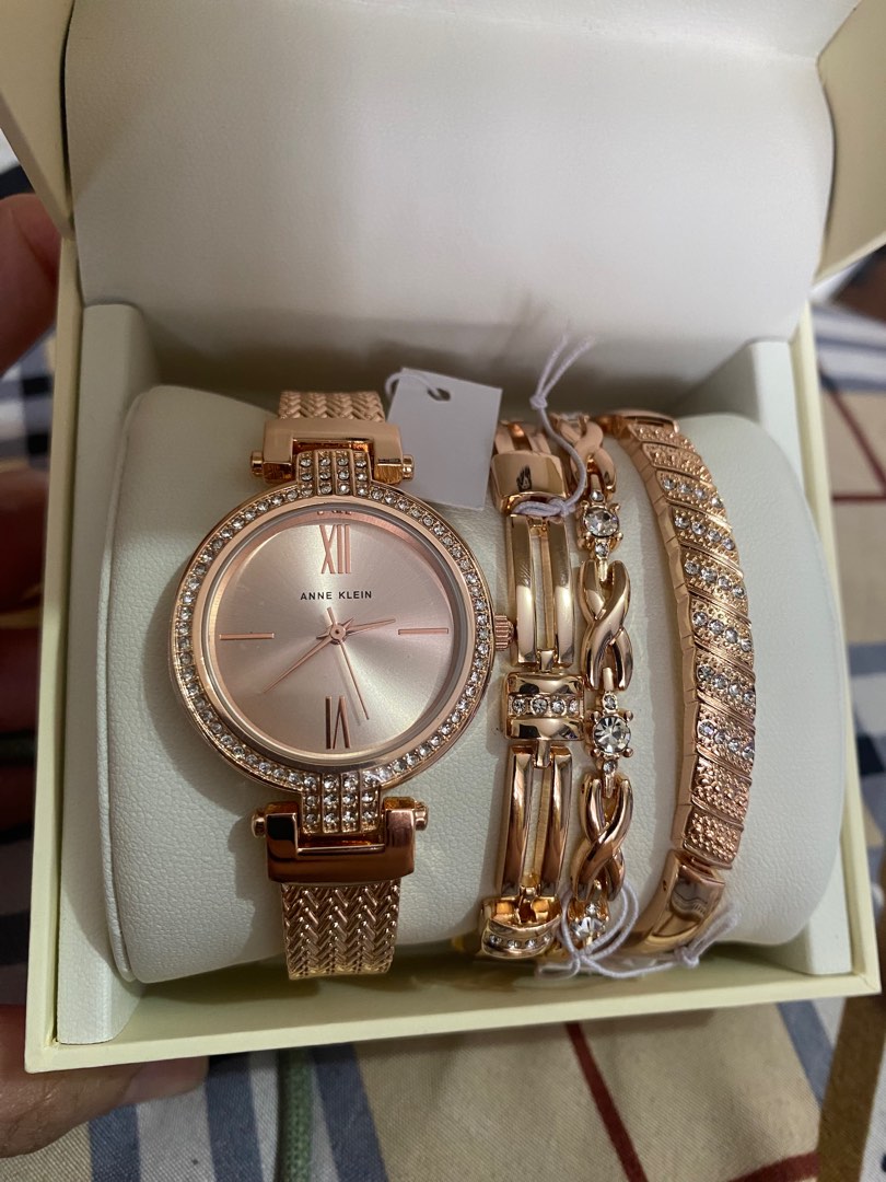Anne klein watch sales set rose gold