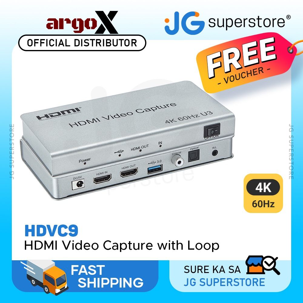 ArgoX HDVC9 4K 60Hz HDMI Video Capture U3 with Loop, Power Adapter USB ...