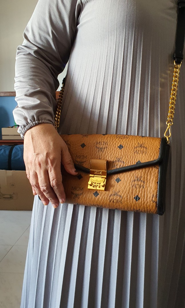 MCM Vintage Nano Cognac Sling Bag, Luxury, Bags & Wallets on Carousell