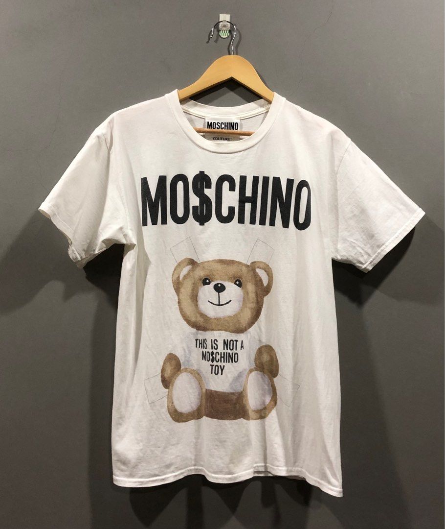 ORIGINAL MOSCHINO T-SHIRT FOR MEN BEAR ON VACATION BRAND LOGO