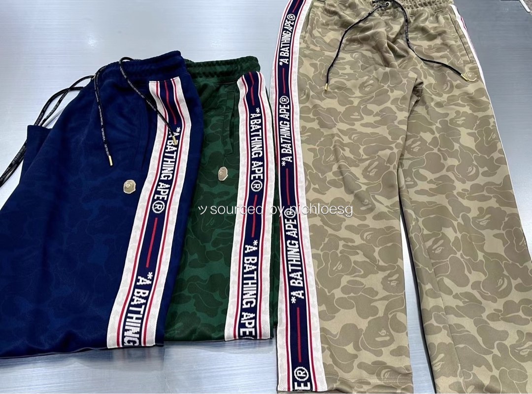 BAPE TONAL SOLID CAMO TRACK PANTS Men s Fashion Bottoms Joggers on Carousell