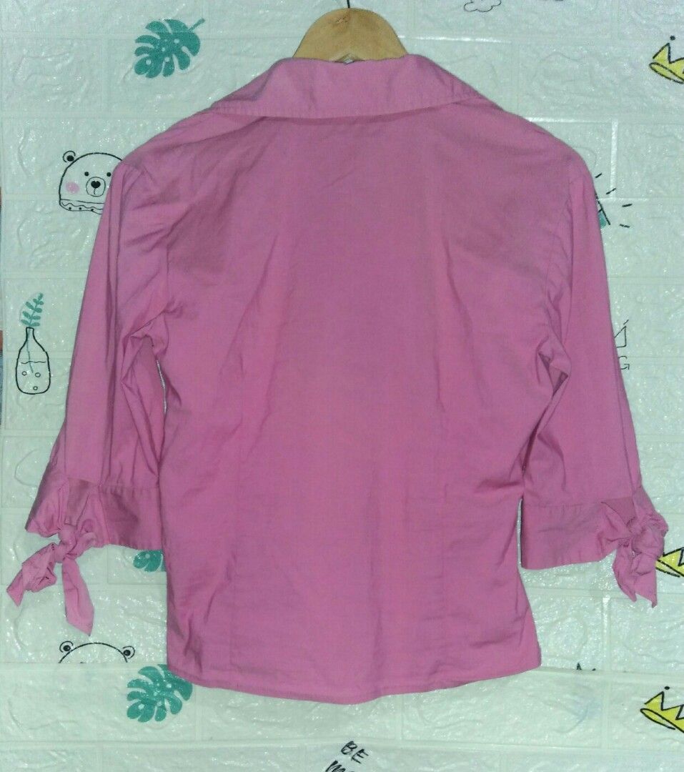 BCBG- Hot pink low cut collared shirt (Category: Blouses) located in Iloilo. Submitted by sabby2016 (Listing ID 1255725587, Image 3). Description: BCBG- Hot pink low cut collared shirt BCBGMaxAzria good condition no other thread issues size:small on tag addship.