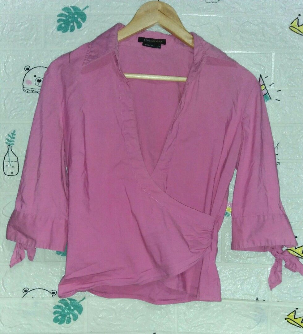 BCBG- Hot pink low cut collared shirt (Category: Blouses) located in Iloilo. Submitted by sabby2016 (Listing ID 1255725587, Image 2). Description: BCBG- Hot pink low cut collared shirt BCBGMaxAzria good condition no other thread issues size:small on tag addship.
