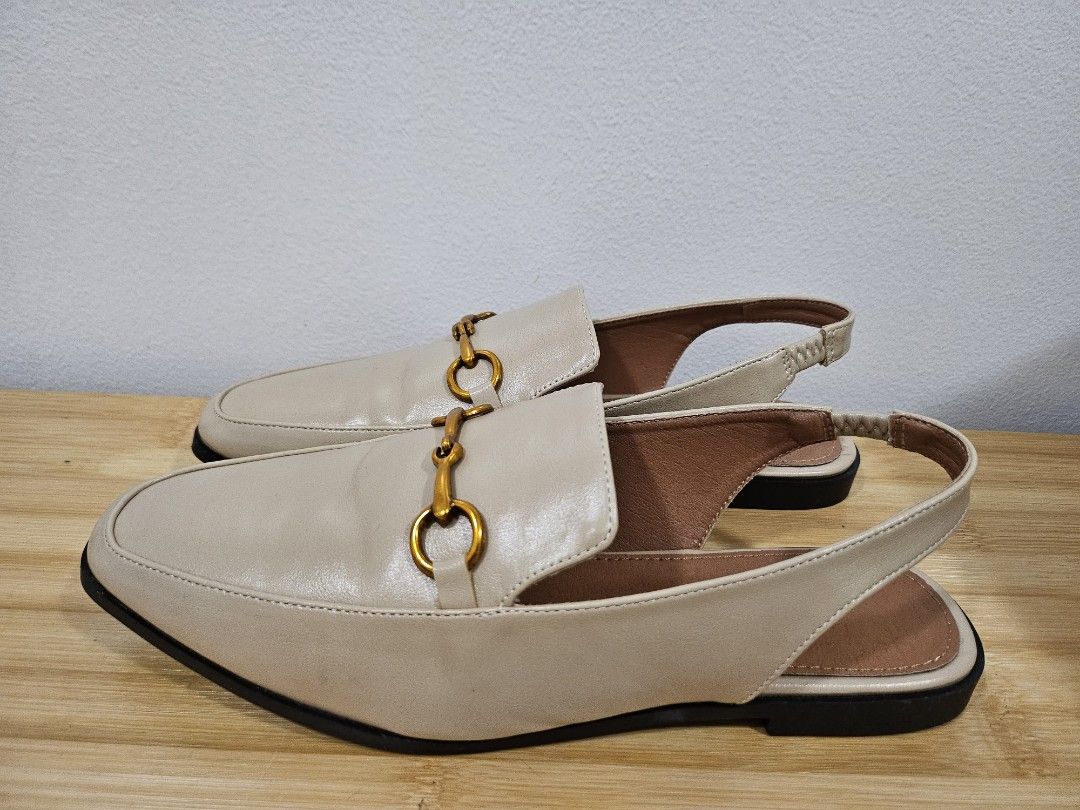 Beige Mules (Category: Flats & Sandals) located in Manila. Submitted by micag (Listing ID 1255699786, Image 1). Description: Beige Mules bought from Shein size 37 Very comfortable when worn Used once RFS: gifted with loafers of similar color.