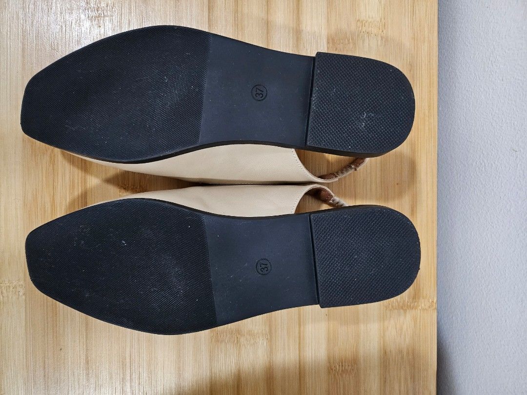 Beige Mules (Category: Flats & Sandals) located in Manila. Submitted by micag (Listing ID 1255699786, Image 3). Description: Beige Mules bought from Shein size 37 Very comfortable when worn Used once RFS: gifted with loafers of similar color.
