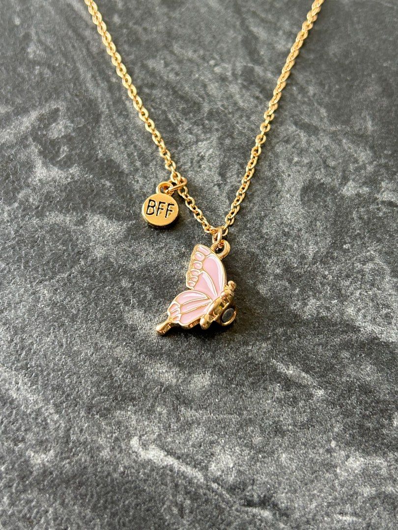 BFF Matching Necklaces Butterfly Necklaces Couple Necklaces