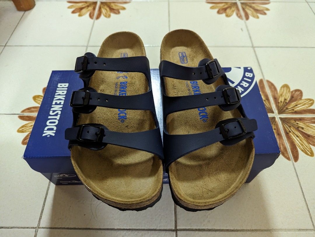 Birkenstock Florida Sandals (Navy Blue), Women's Fashion, Footwear ...