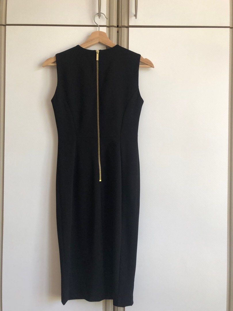 Calvin klein black dress with gold zipper in back hotsell