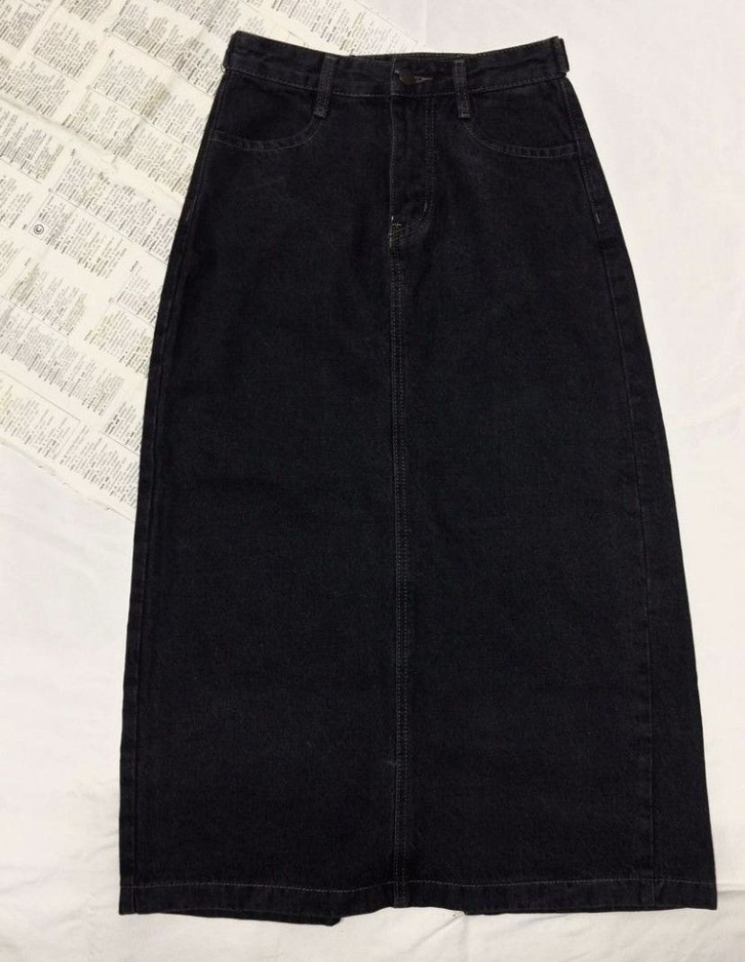 Black denim maxi skirt, Women's Fashion, Bottoms, Skirts on Carousell