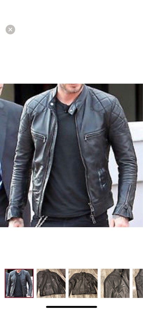 Mens black sales genuine leather jacket
