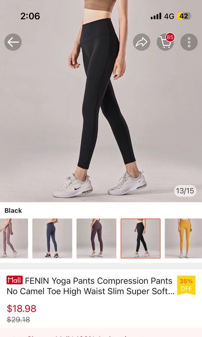 Black Yoga Compression Pants, Women's Fashion, Activewear on Carousell