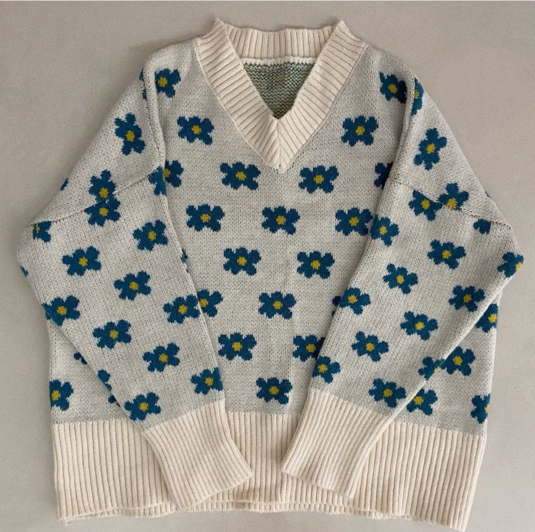 White sweater with flowers top
