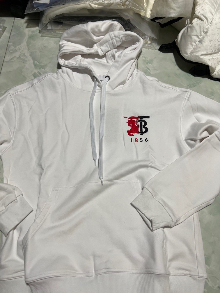 Brand new authentic unisex burberry White Hoodie pullover S ptp 54cm fits up to men s M
