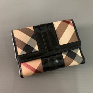 Burberry Black Beat Check Coated Canvas Bifold Wallet