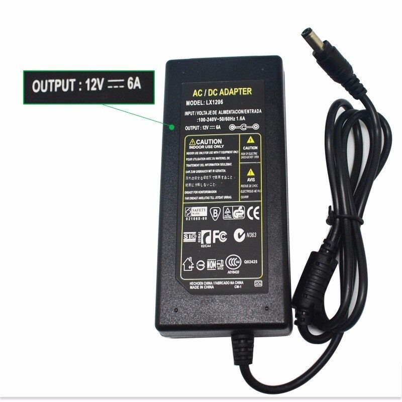 C0624 12V 6A AC100V 240V LED light power adapter not with Power