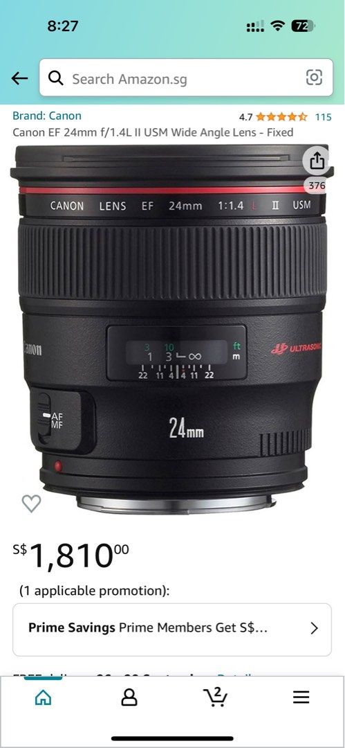 Canon EF 24mm F1.4L II, Photography, Lens  Kits on Carousell