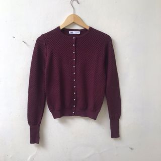 Cardigan Zara Rhinestones Wine