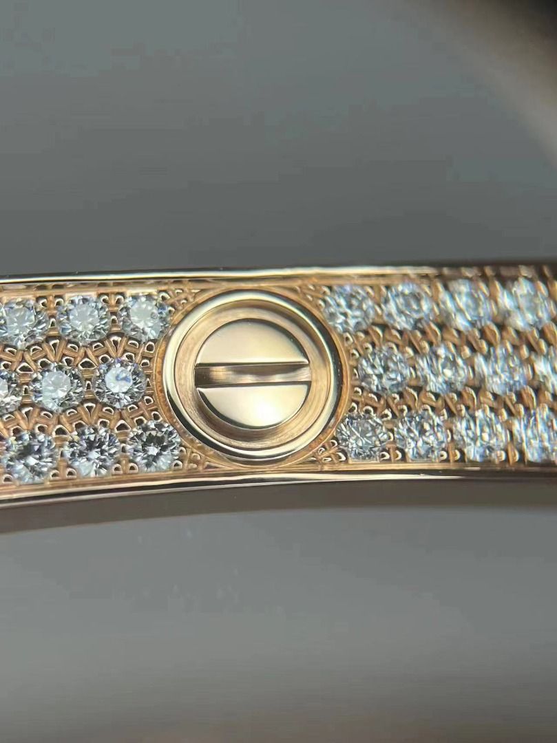 Cartier Rose Gold Full Diamond Pave Love Bracelet Size 18 N6036918