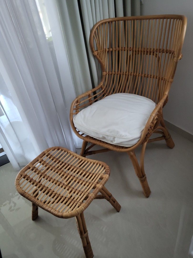 Rattan chair deals with footstool
