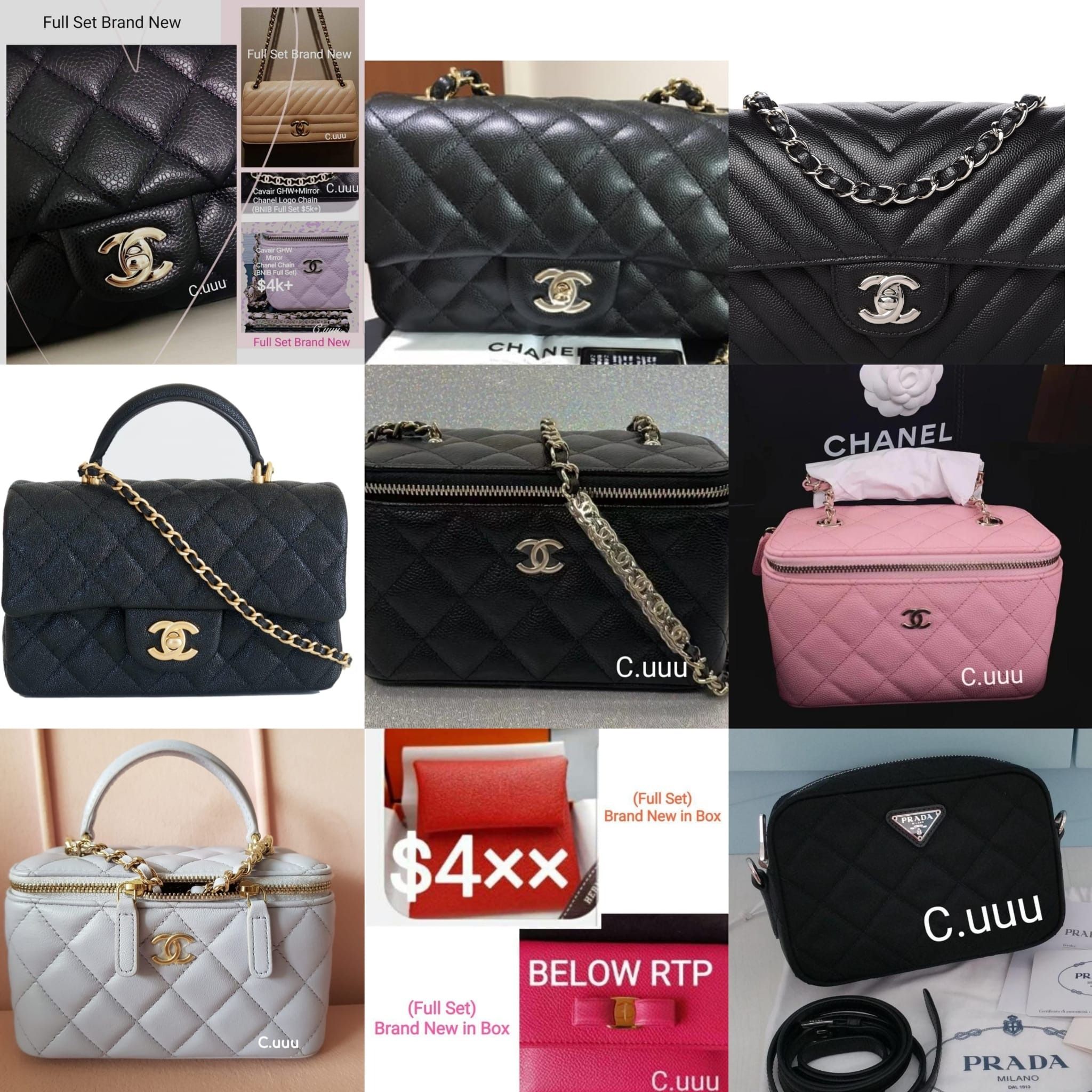 CAVAIR Few of my unused collection Chat Price IF not listed Chanel mini rectangular Classic flap vanity bag top handle Ocase o case zippy