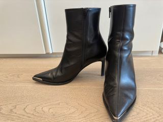 Celine black leather boots with heels