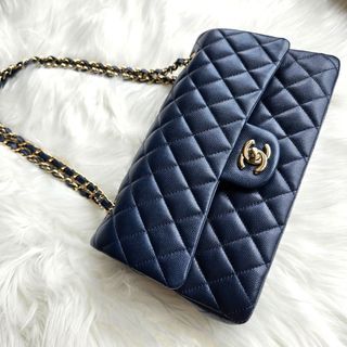 Chanel 2016 Grained Calfskin Quilted Casual Pocket Bowling Bag Blue