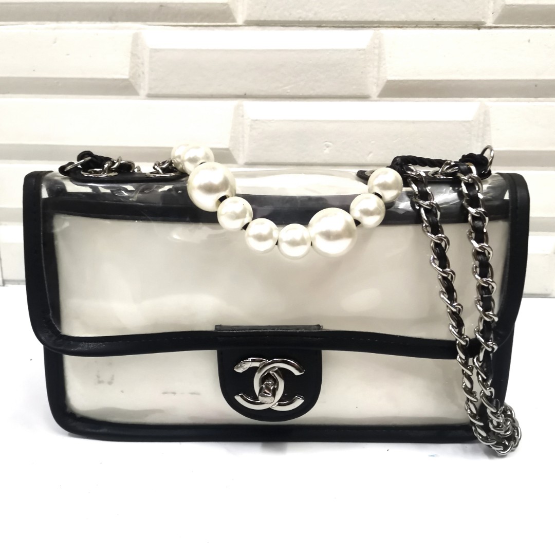 Chanel Black/Transparent PVC and Leather Sand By The Sea Classic Flap  Shoulder Bag Chanel