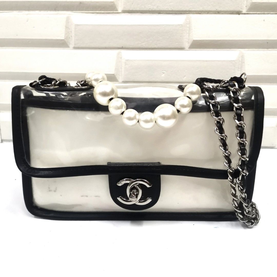 CHANEL Sand By The Sea Flap With Pearl Strap Black