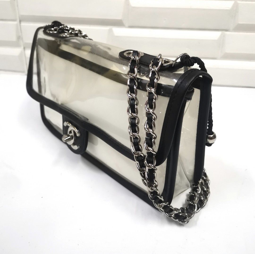 Chanel pvc flap hotsell bag with pearl strap