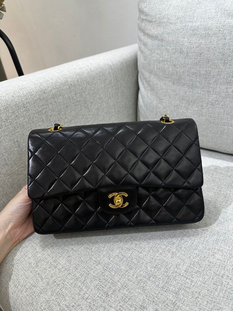 Chanel Vintage Medium Classic Flap Black Lambskin 24K GHW, Luxury, Bags &  Wallets on Carousell