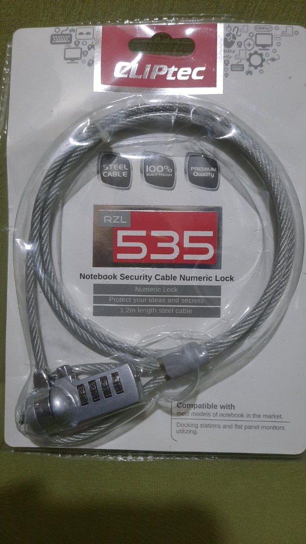 Cliptec Notebook Security Cable Numeric Lock, Computers & Tech, Parts ...