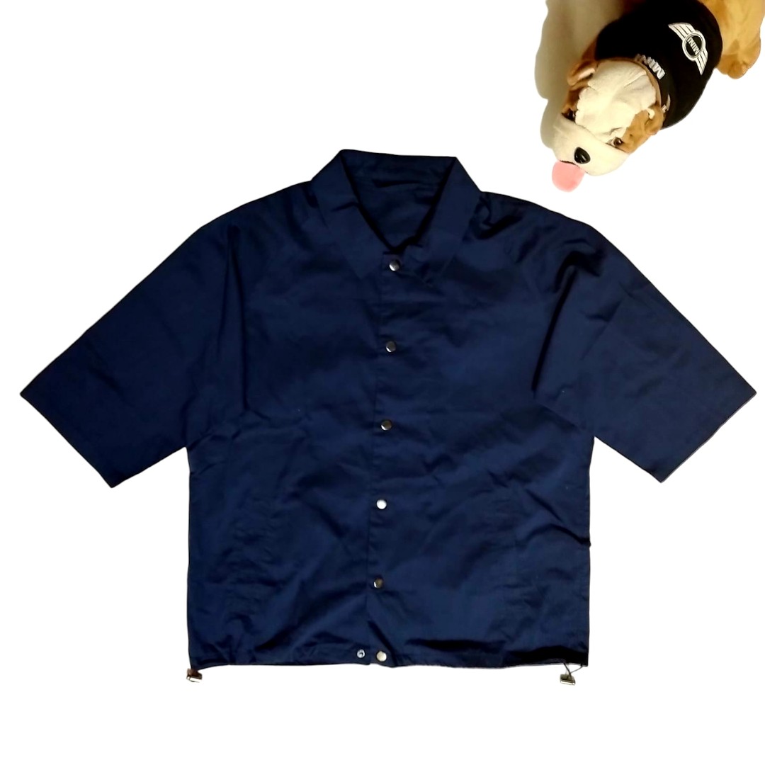 Coach Jacket Kemeja Navy Boxy Fit Collection, Fesyen Pria, Pakaian ...