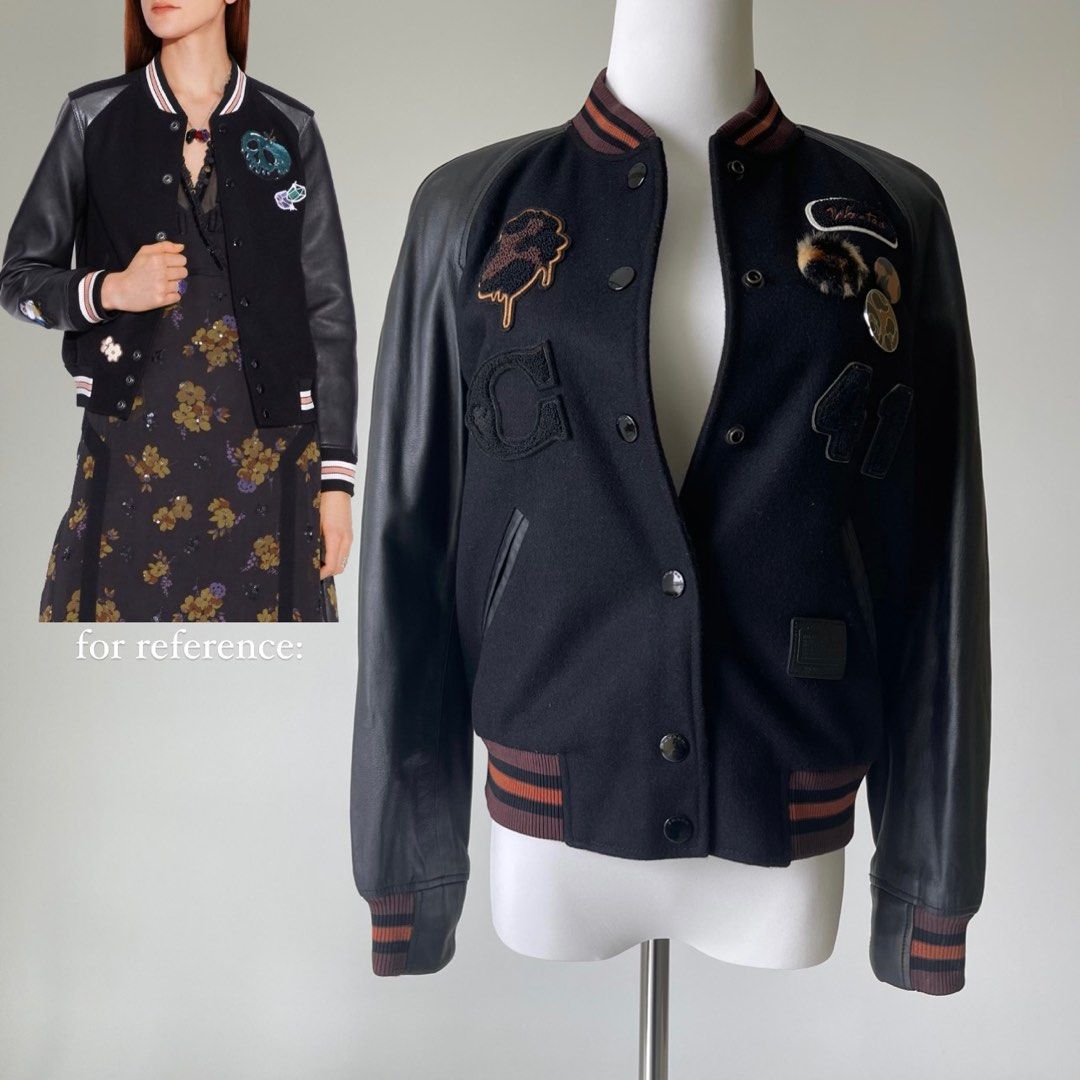 Coach leather bomber jacket sales