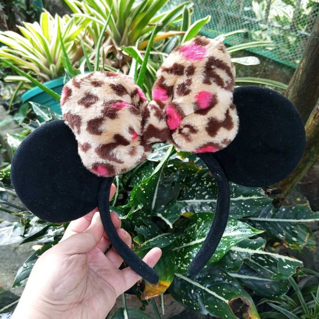 Disney, Accessories, Disney Minnie Mouse Ears Fashion Cheetah Sequin Bow  Headband