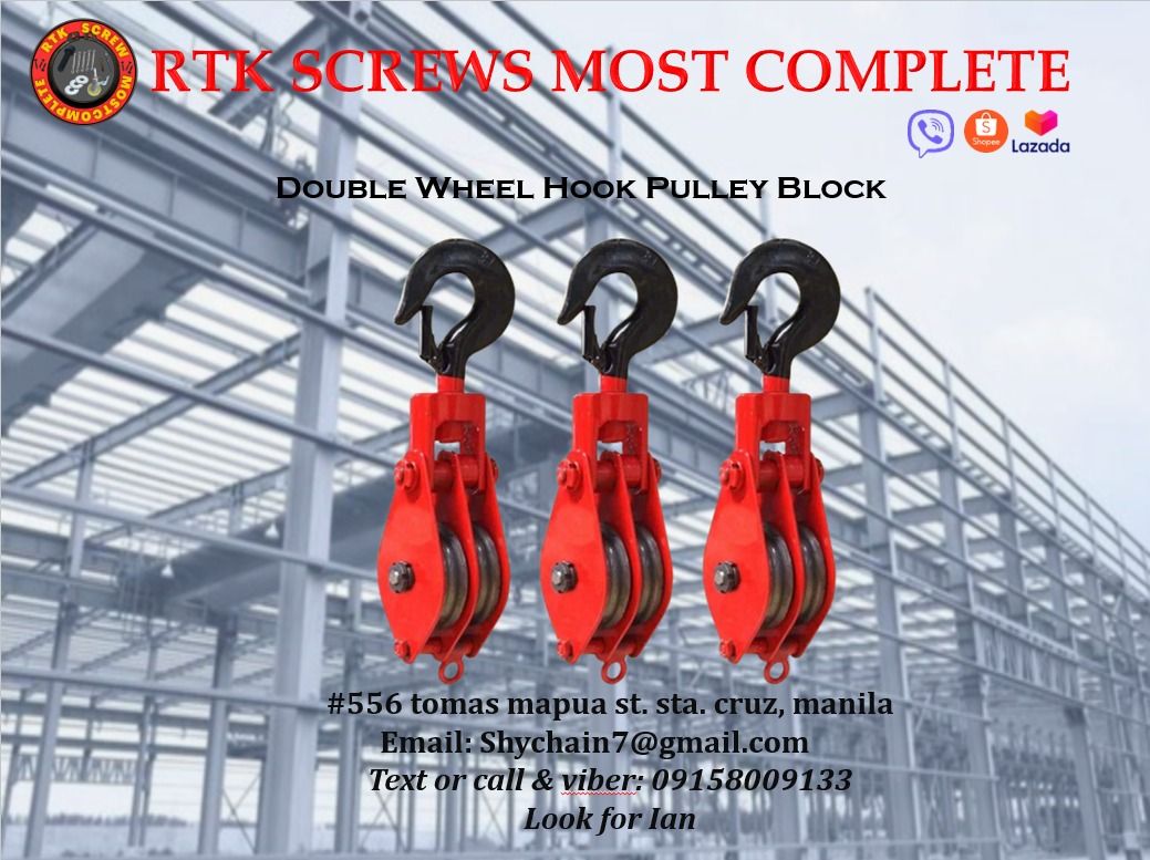 Double Wheel Hook Pulley Block 10 Tons, Commercial & Industrial ...