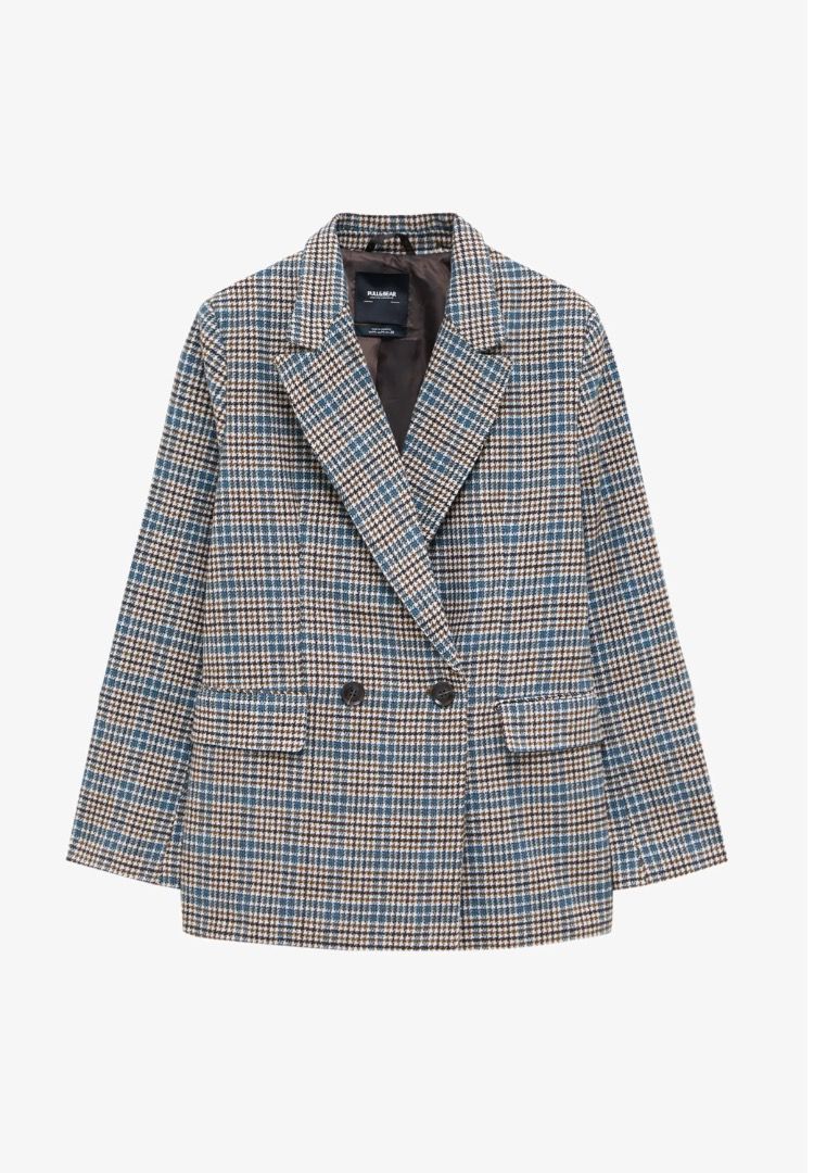 DOUBLE BREASTED CHECK Blazer Pull Bear Women s Fashion Coats