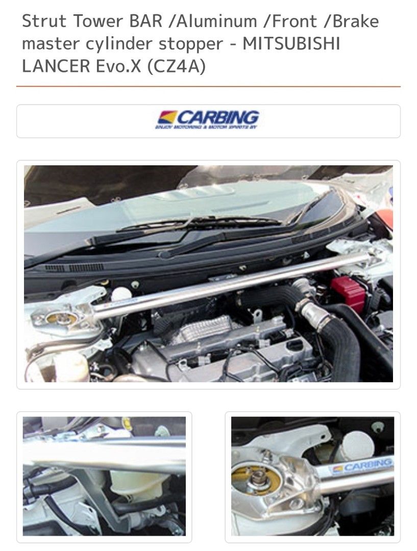 Evo X Carbing Strut Bar (Aluminium), Car Accessories, Accessories on